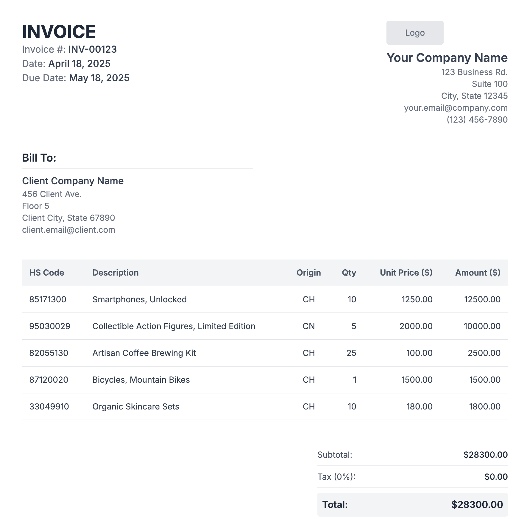 Mock Invoice Image